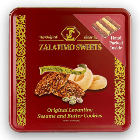 Zalatimo Barazik & Ghreibeh 630gr Square tin - CrescentMarket