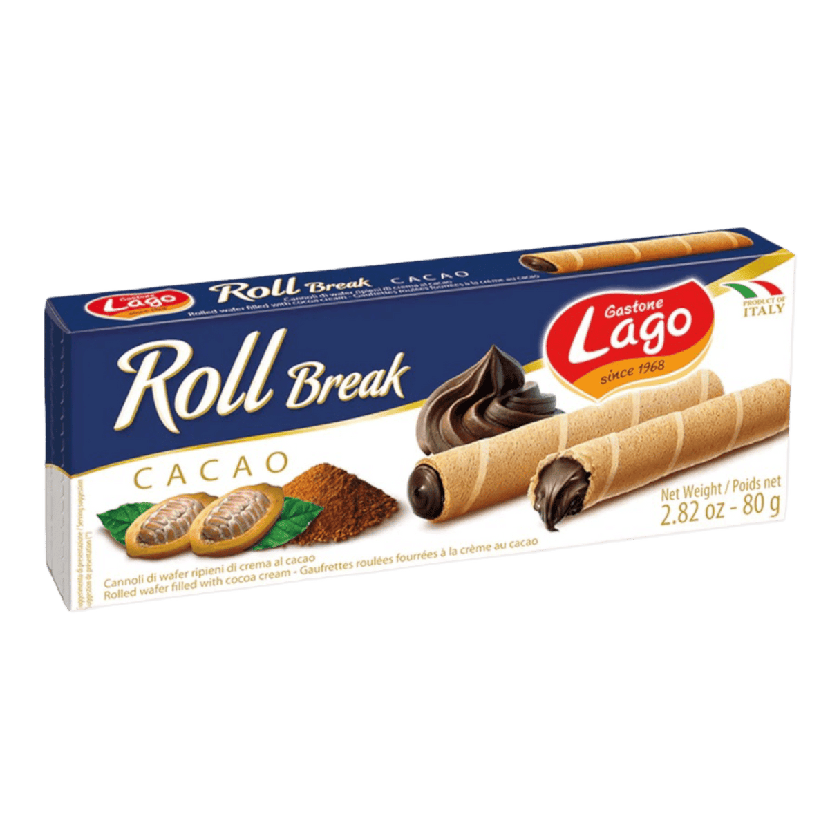 Lago Roll Break Chocolate Rolled Wafers (80g) - CrescentMarket