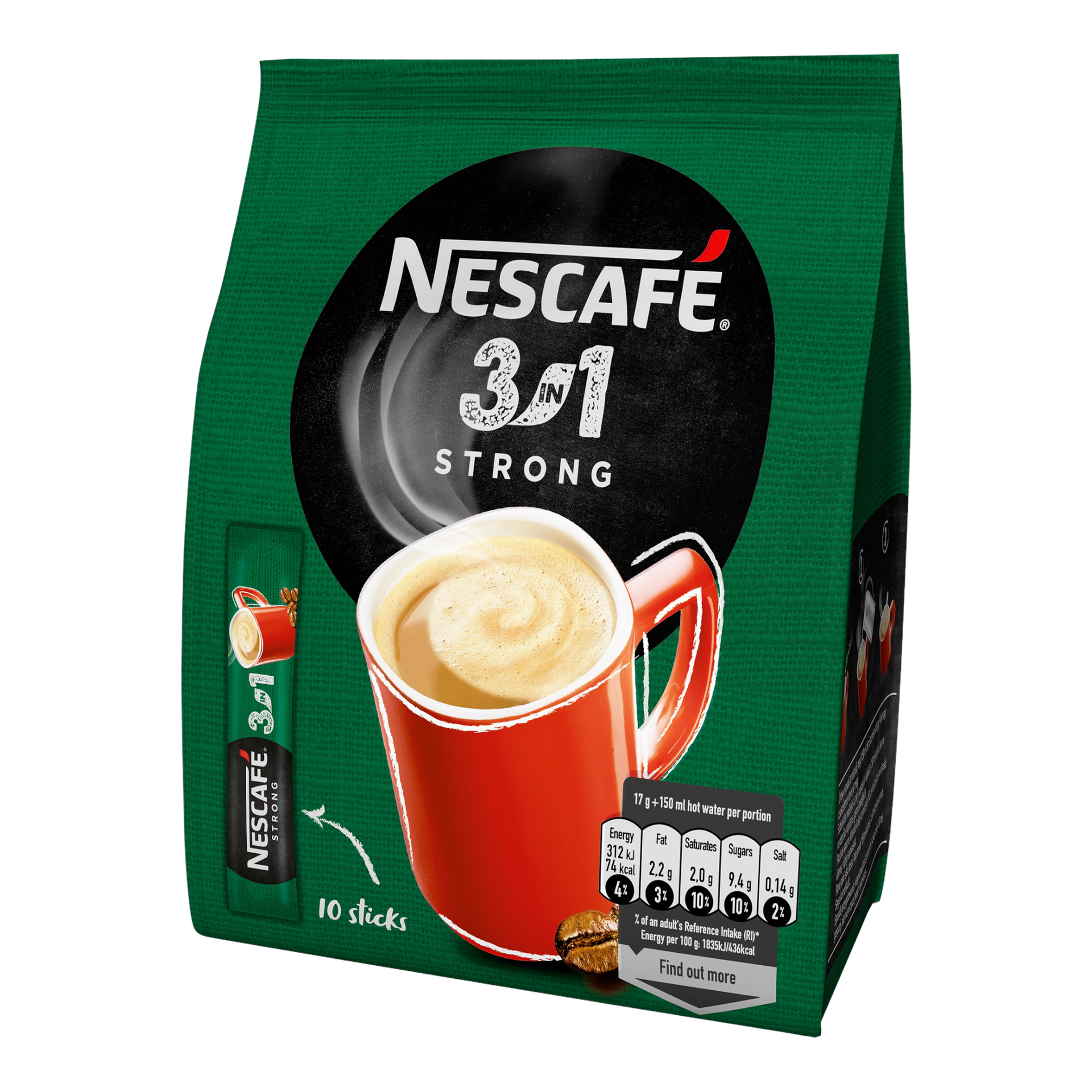 Nescafe- 3 in 1 Strong Instant Coffee Sticks in a Bag