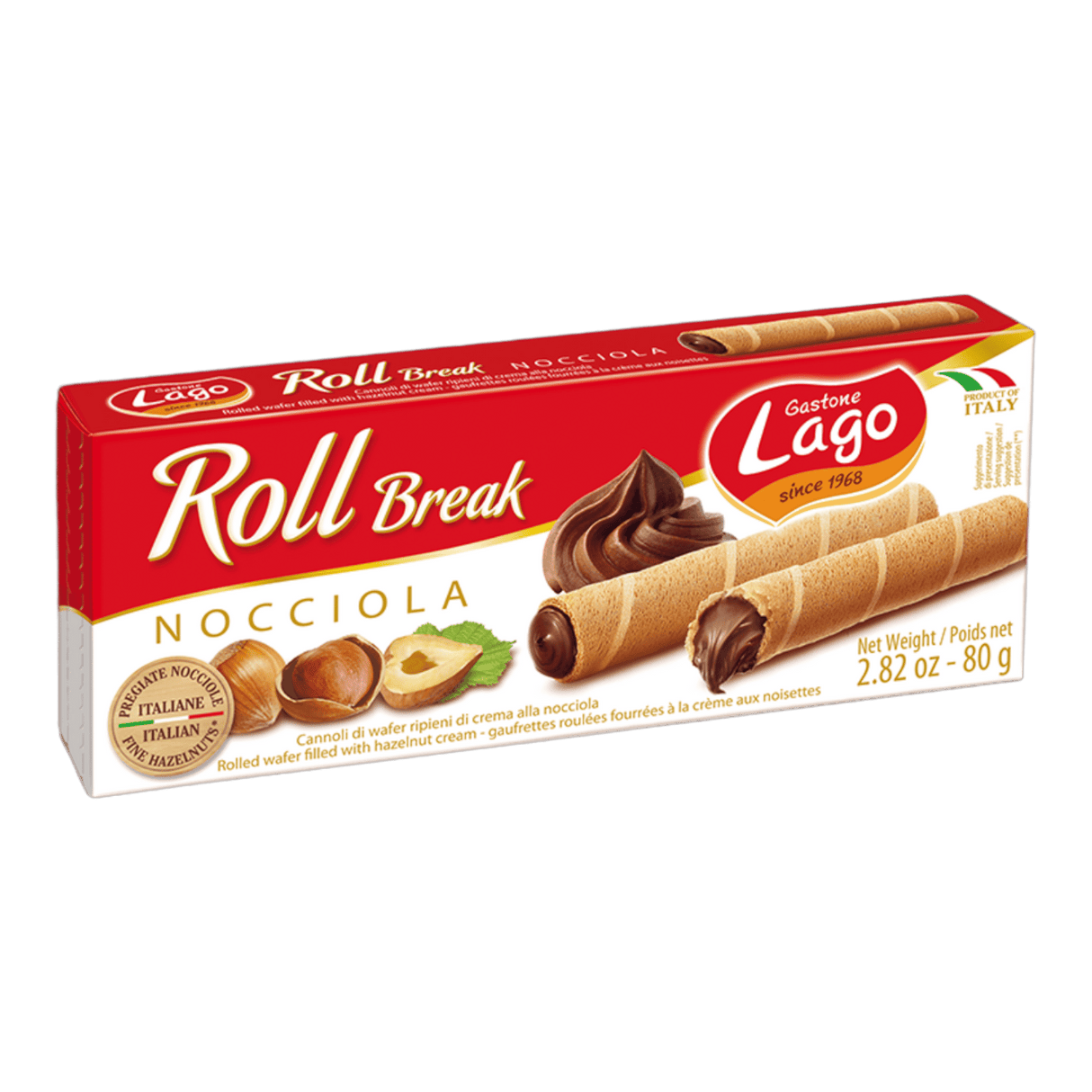 Lago Roll Break Hazelnut Rolled Wafers - CrescentMarket