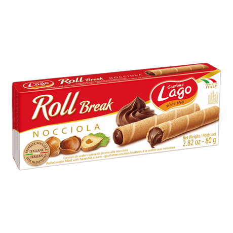 Lago Roll Break Hazelnut Rolled Wafers - CrescentMarket